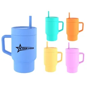 Silicone Tumbler with Handle and Straw Lid