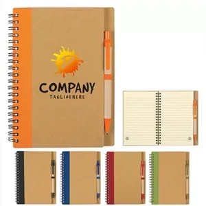 Recycled Spiral Notebook and Pen Set with Custom Logo