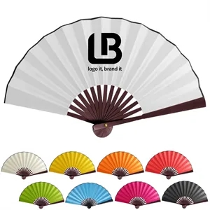 13" Custom Printed Spun Silk Cloth Bamboo Folding Fan