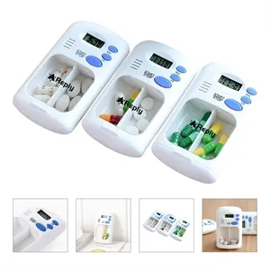 2 Compartments Medicine Pill Case With Alarm Reminder