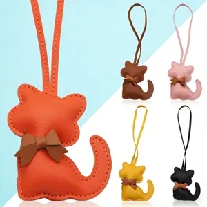 Cat Shaped Leather Keychain