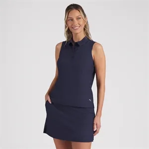 PUMA® Women's Plaid Knit Sleeveless Golf Polo with Logo