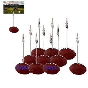 Rugby Shaped Resin Base Card Holder with Alligator Clips