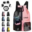 Swim Bag Mesh Drawstring Backpack With Wet Pocket | https://www.bestnamebadges.com