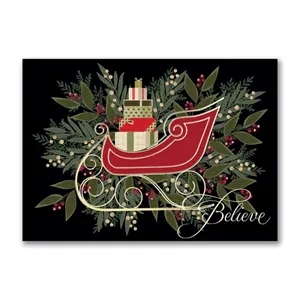 Greenery Sleigh Holiday Card