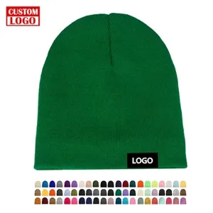 Custom Knitted Beanie Hat Warm Wool Winter Pullover Cap