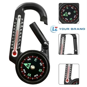 Custom Carabiner Compass Thermometer Outdoor Gifts