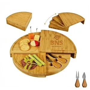 Bamboo Cheese Board With Knife Set, Bamboo Charcuterie Board