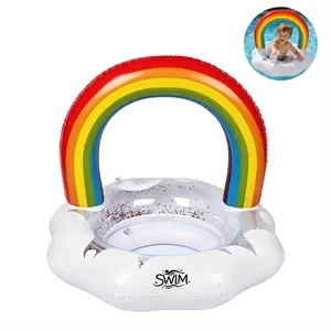 Rainbow Inflatable Baby Pool Float w/ Safety Seat
