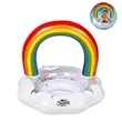 Rainbow Inflatable Baby Pool Float w/ Safety Seat | https://www.bestnamebadges.com