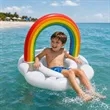 Rainbow Inflatable Baby Pool Float w/ Safety Seat | https://www.bestnamebadges.com