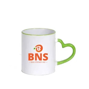 Colorful Heart Handle Heat Transfer Ceramic Mug