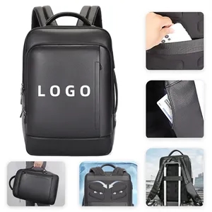 Classic Black Genuine Leather Backpack