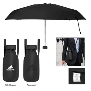 38" Arc Mini Telescopic Crossbody Umbrella With 100% rPET...