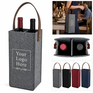 Double Bottle Felt Wine Tote Bag