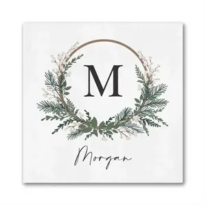 Monogram Wreath Beverage Napkin