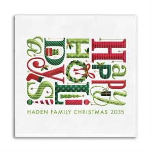 Happy Holiday Typography Luncheon Napkin