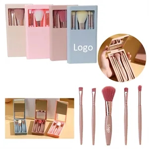 5 PCS Mini Makeup Brushes with Mirror