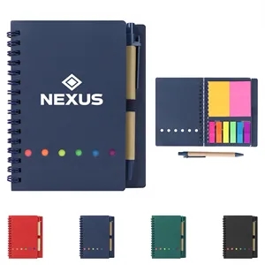 Mini Kraft Spiral Notebook W/ Sticky Notes & Pen