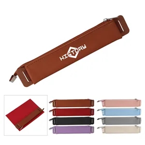 Pu Leather Elastic Zipper Pen Sleeve Notebook Pencil Pouch