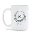 Holiday Monogram Coffee Mug | https://www.bestnamebadges.com
