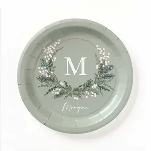 Holiday Monogram Paper Plate