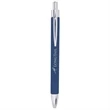 Blue/Silver Laserable Leatherette Pen | https://www.bestnamebadges.com