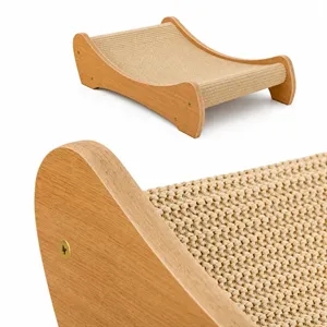 Wooden Sisal Cat Scratcher Lounger