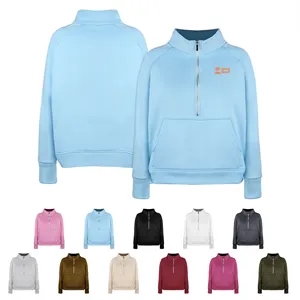Half Zip Stand Collar Fleece Pullover Sweatshirt