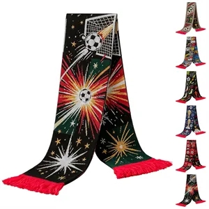 Full Color Knit Soccer Scarf W/ Tassels