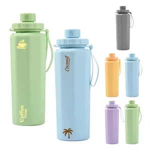 20Oz Portable Collapsible Silicone Water Bottle W/ Handle