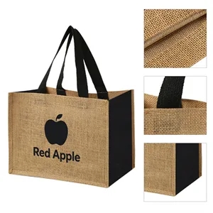 Two Tone Mini Jute Shopping Tote Bag With Handle