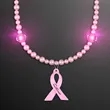 Pink Pearls Light Up Short Necklace 27" w Ribbon Medallion | https://www.bestnamebadges.com