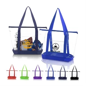 Large Clear Zippered Beach Tote Bag