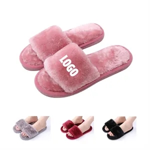 Open Toe Fluffy Slippers