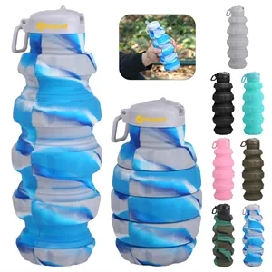 16Oz Collapsible Sports Silicone Water Bottle W/ Handle