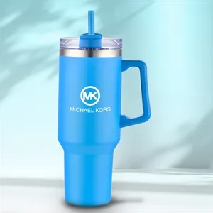 40 oz. Double Wall Tumbler With Handle and Straw