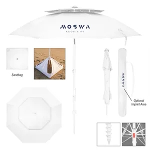 69" Arc Large Vented Beach Umbrella With 100% rPET Canopy