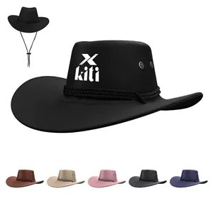 Classic Suede Western Cowboy Hat With Wide Brim