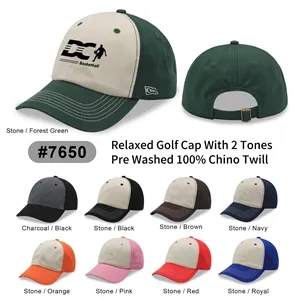 Relaxed Golf Cap with 2 Tones Pre Washed 100% Chino Twill