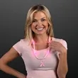 Pink Pearls Light Up Short Necklace 27" w Ribbon Medallion | https://www.bestnamebadges.com