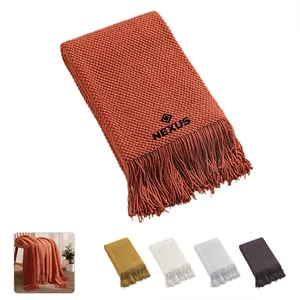 Decorative Soft Knitted Throw Blanket W/ Tassels 50"x67"
