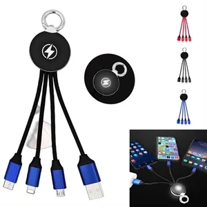 4-in-1 LED Light-Up Keychain Charging Cable