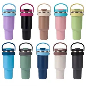 40oz Double-wall Stainless Steel Car Tumbler with Straw
