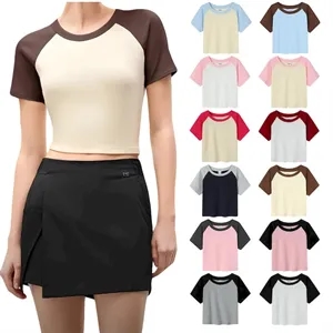 Color Block Raglan Short Sleeve T-Shirt