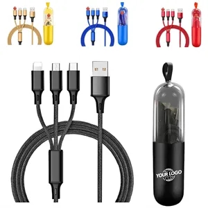 3-in-1 Multi Charging Cable with Capsule Case and Key Loop