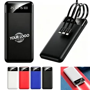 10000mAh Slim Power Bank with 4-in-1 Cable and Flashlight