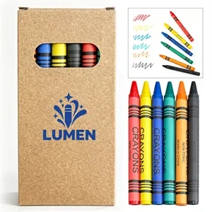 6 Color Kids Crayon Set W/ Paper Box