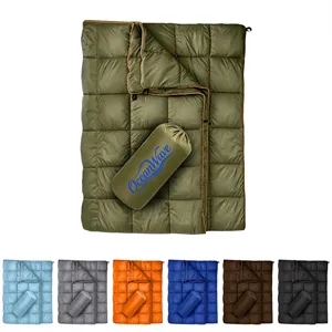 Outdoor Lightweight Puffy Camping Blanket W/ Storage Pouch