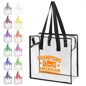 Clear Vinyl Stadium Compliant Zippered Tote Bag